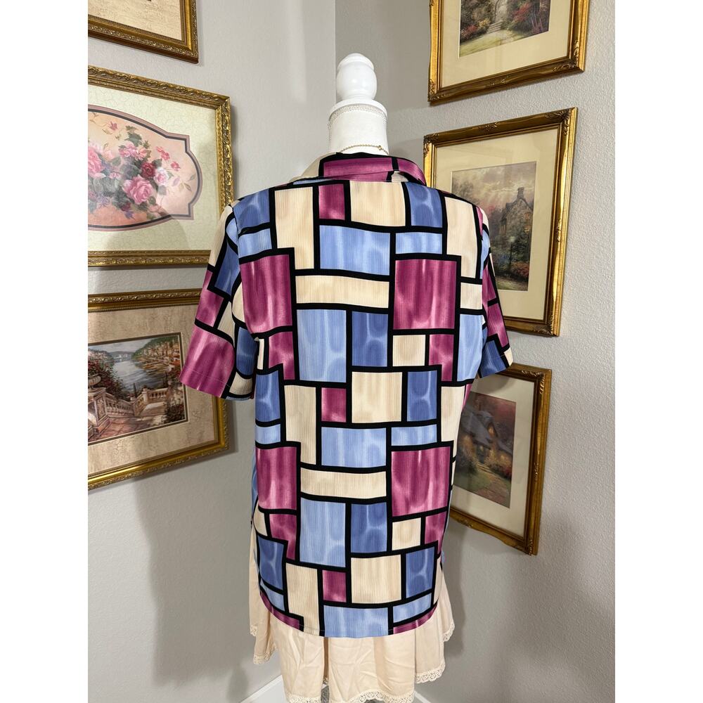 Multicolor Geometric Button Up - image 3